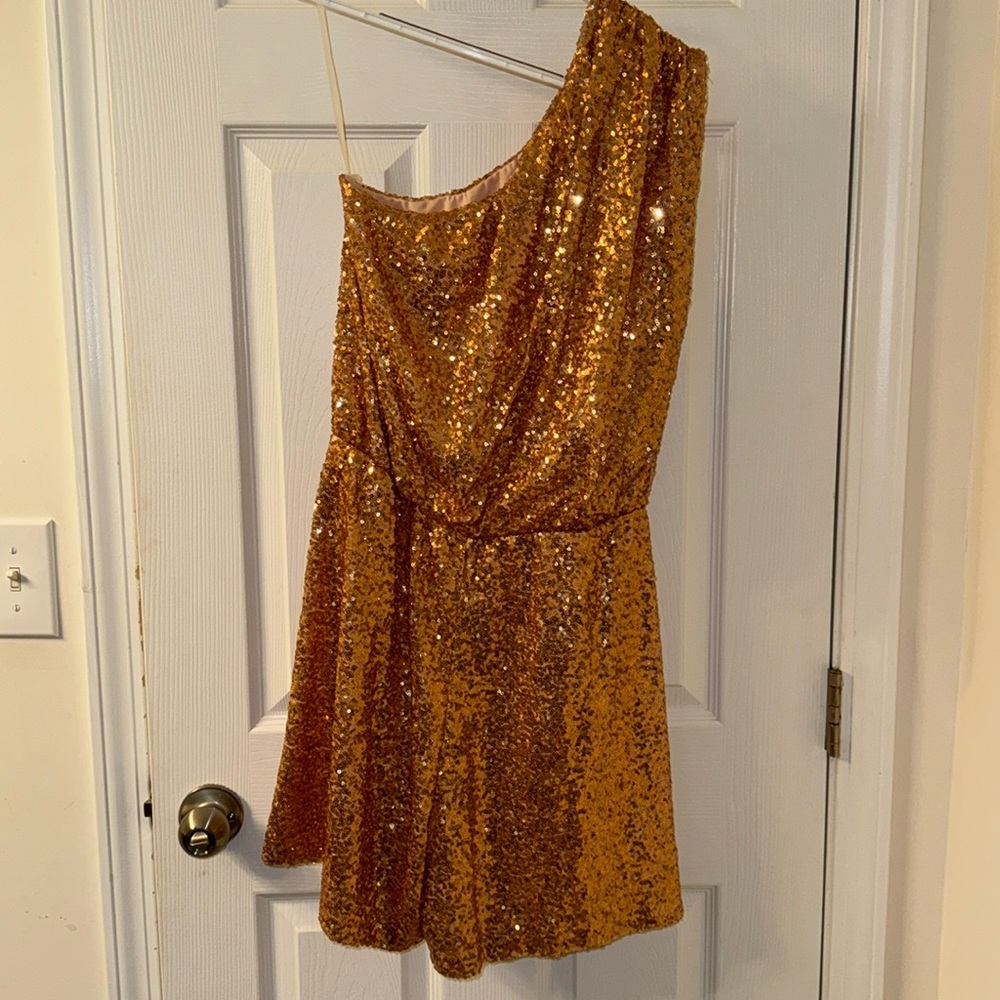 Rose Gold Sequin Romper - Picture 2 of 4